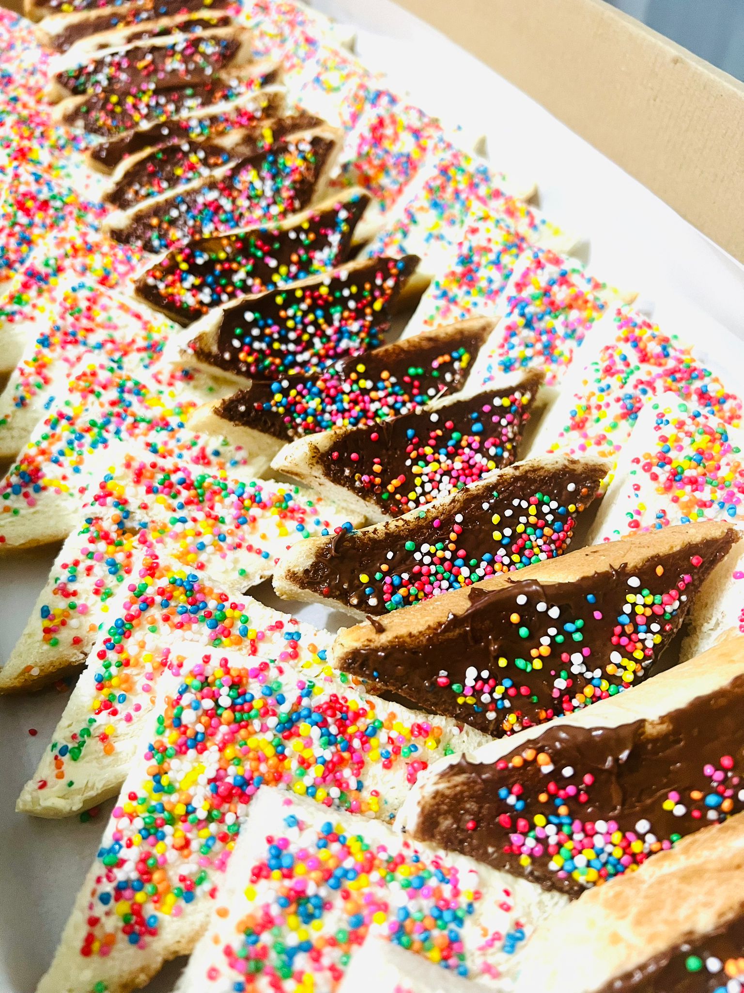 Large Fairy Bread Box with sprinkle bread triangles